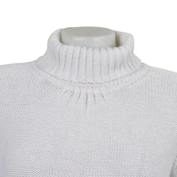 J Jill Turtleneck Knit  Sweater White Long Sleeve Size Medium - Picture 2 of 12